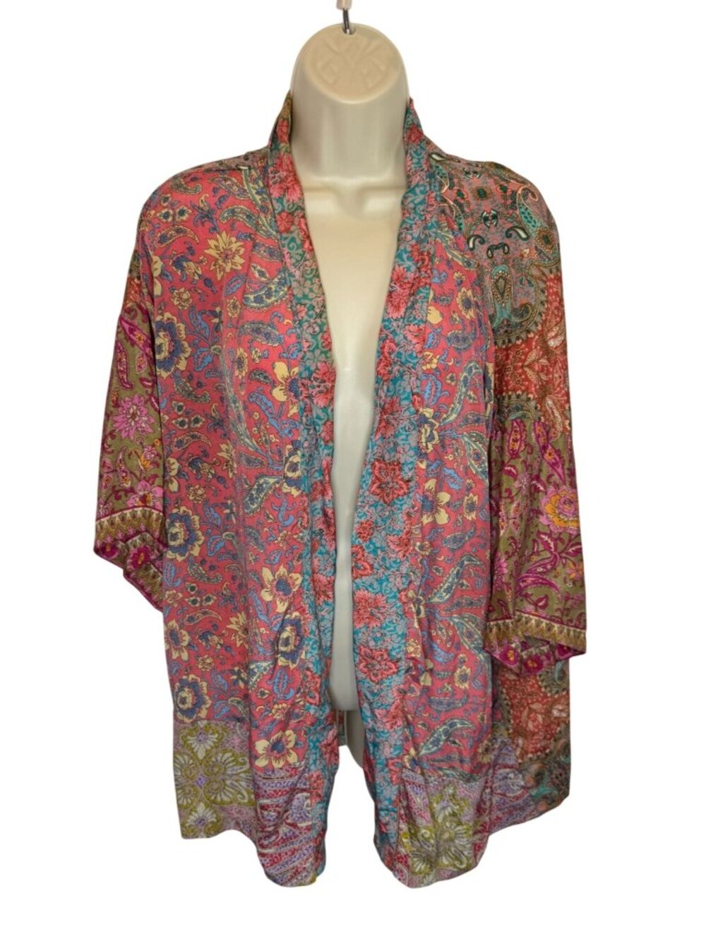 Karma Highway Open Silky Kimono Wrap Jacket - One Size